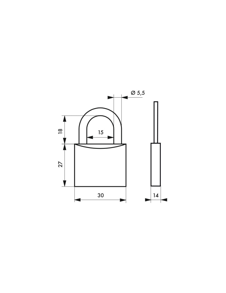 Lucchetto Palestra Sport Skate, acciaio, interno, arco in acciaio, 30 mm, 3 chiavi – THIRARD
