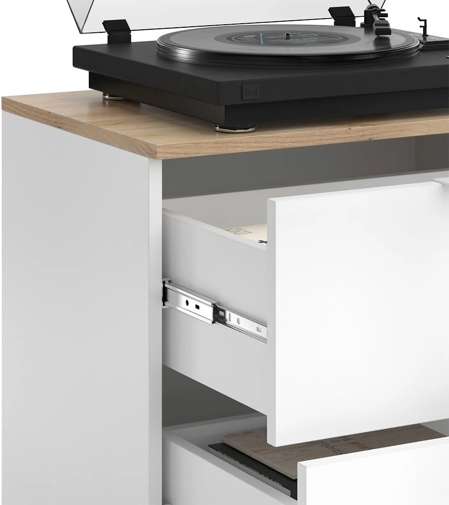 Cassettiera Wido, Bianco/Sonoma, 60 x 50 cm con 2 cassetti, per riporre abiti e oggetti di uso quotidiano
