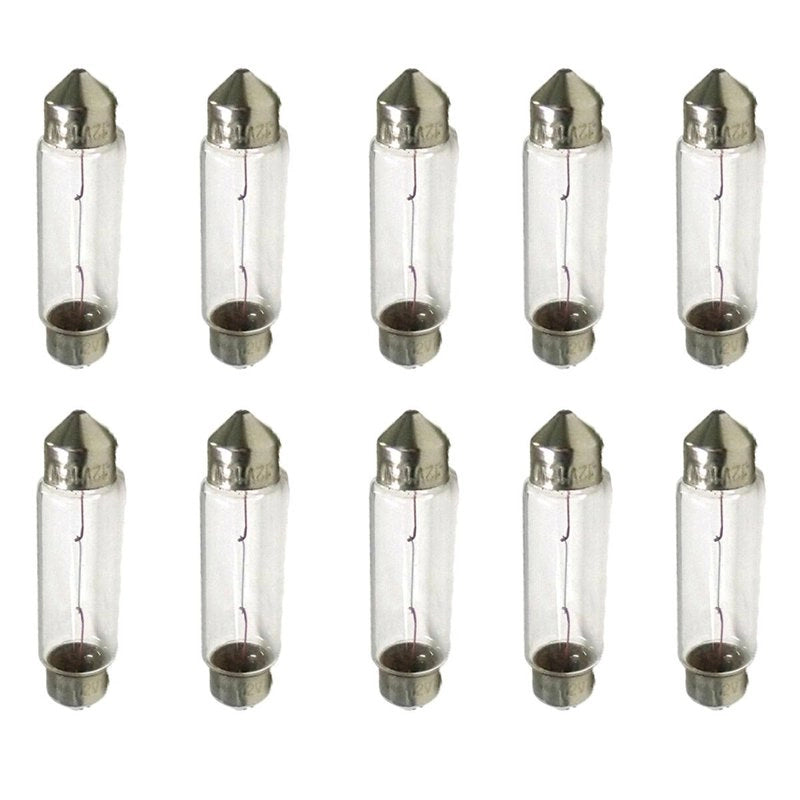 10 Lampade Alogene Siluro T11 C5W 12V 5W 36mm per Interni Auto e Luci Targa