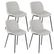 E-STYLO Sedia da pranzo in tessuto grigio chiaro e gambe in metallo nero, 57cm X 46cm H. 80cm.
