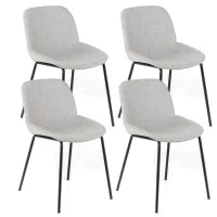 E-STYLO Sedia da pranzo in tessuto grigio chiaro e gambe in metallo nero, 57cm X 46cm H. 80cm.