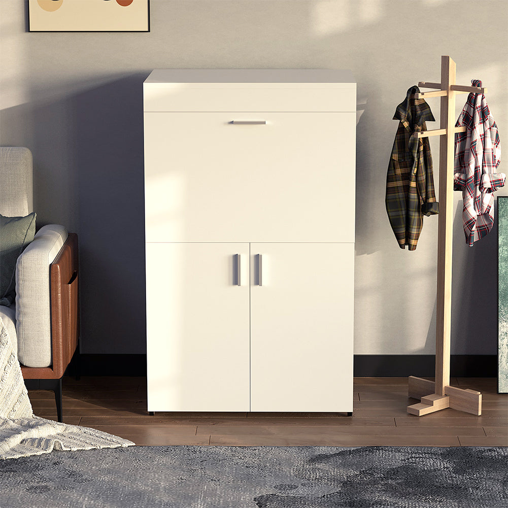 Mobile Asse da Stiro a Scomparsa Salvaspazio Richiudibile 55x38x90,5 cm In MDF Bianco