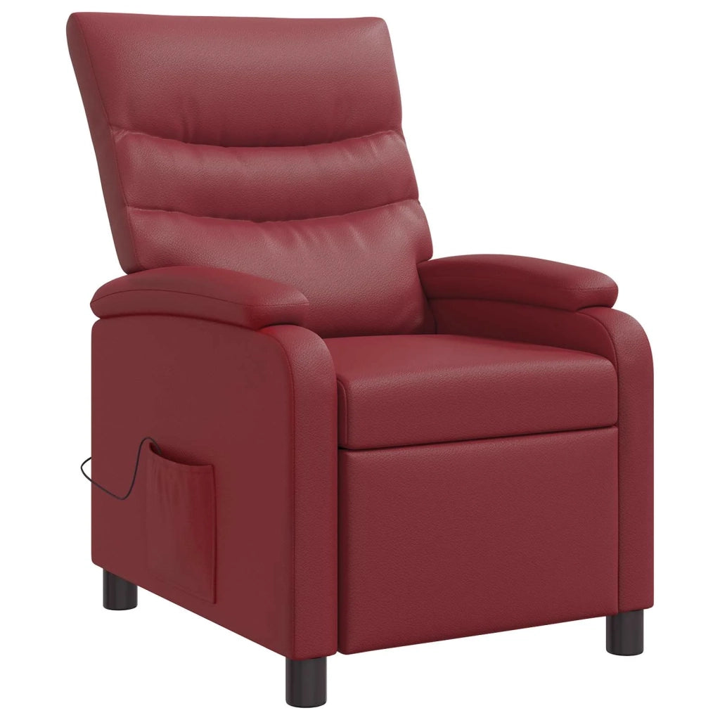 Divano Sedia-Poltrona Massaggiante Rosso Vino Similpelle 773721