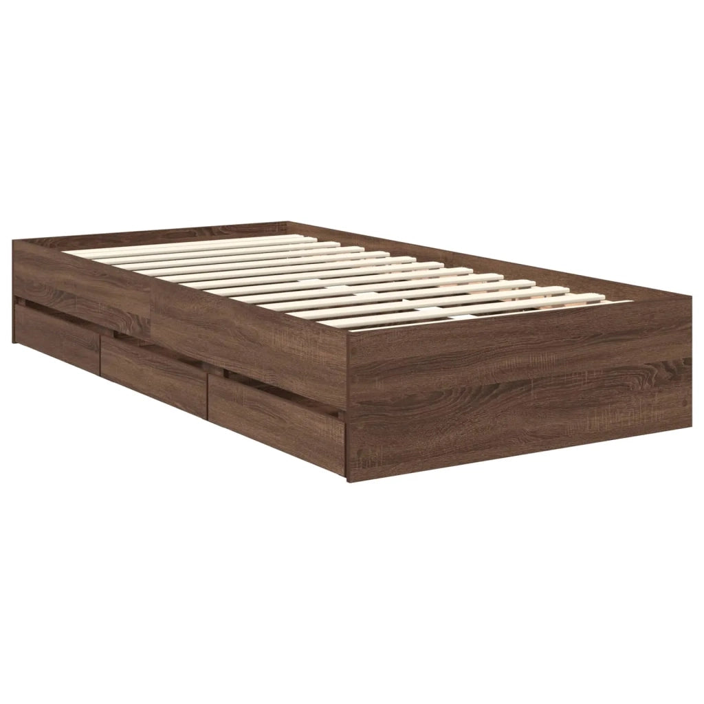 Struttura del letto con cassetto Rovere Marrone 90 x 200 cm 3412636
