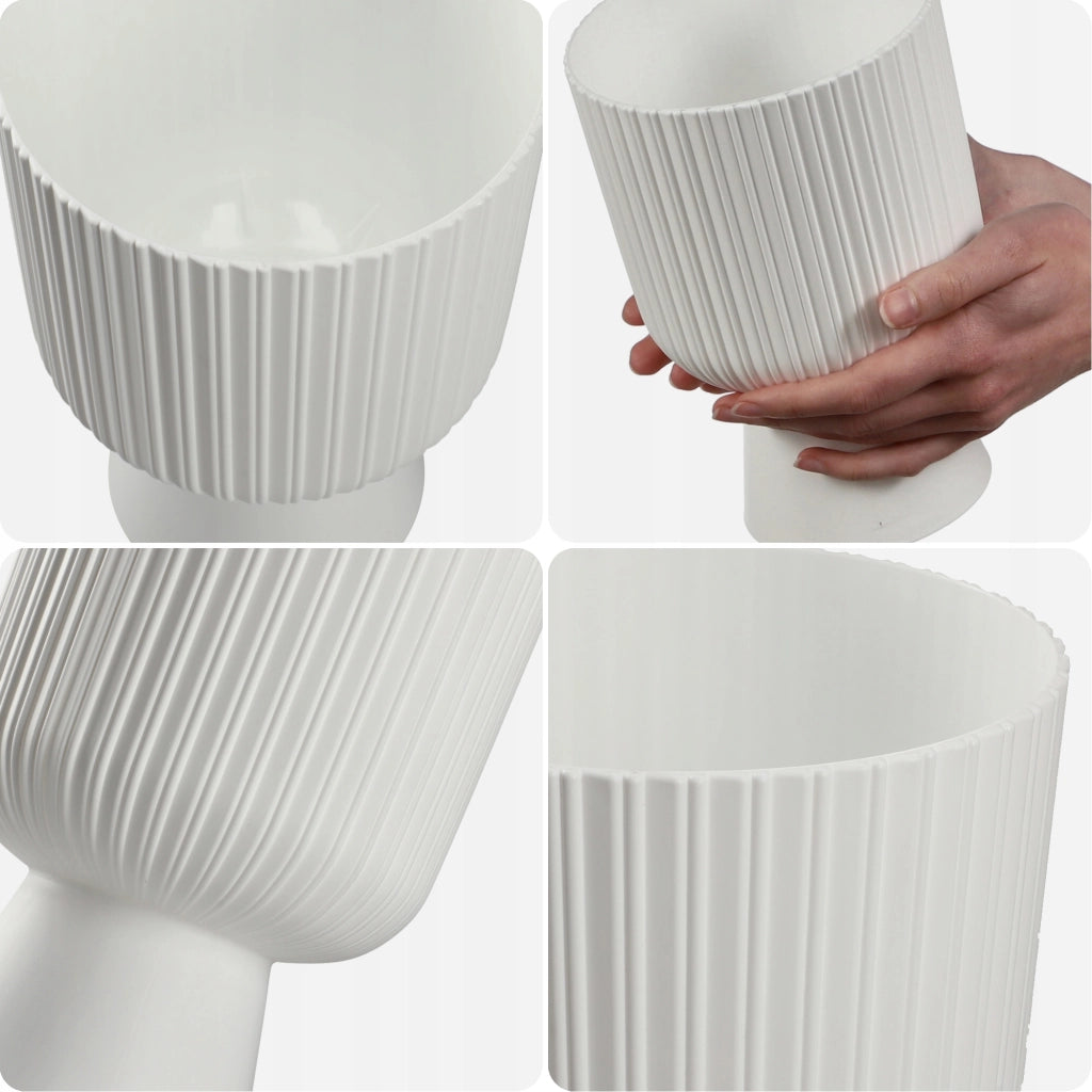 Vaso da fiori KADAX, vaso da fiori da giardino, copertura in plastica, 14 cm, supporto per fiori, bianco