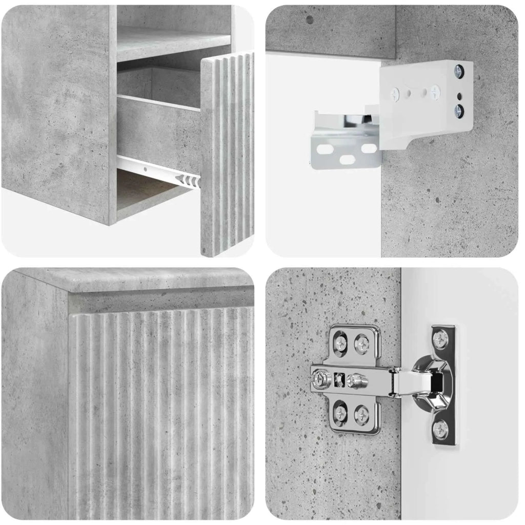 Set di mobili per il bagno 5 pz Grigio Cemento 3405986