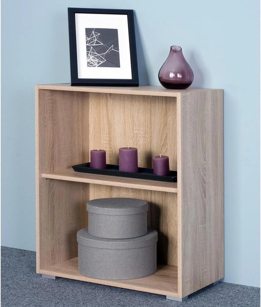 ® Libreria Scaffale Vela 77cm 2 Ripiani Mobile Archiviazione Documenti Marrone Rovere