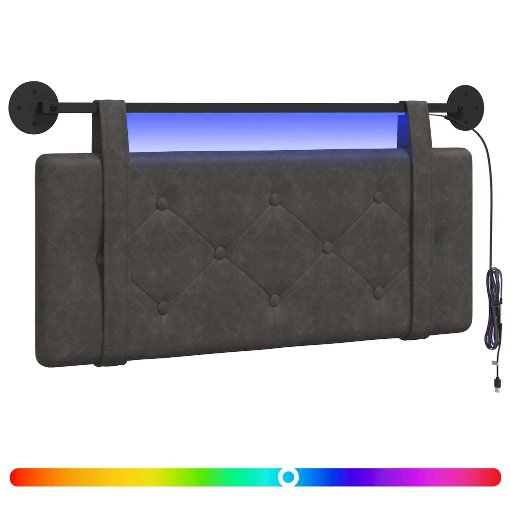 Testiera sospesa Con luce LED Nero PU Antico