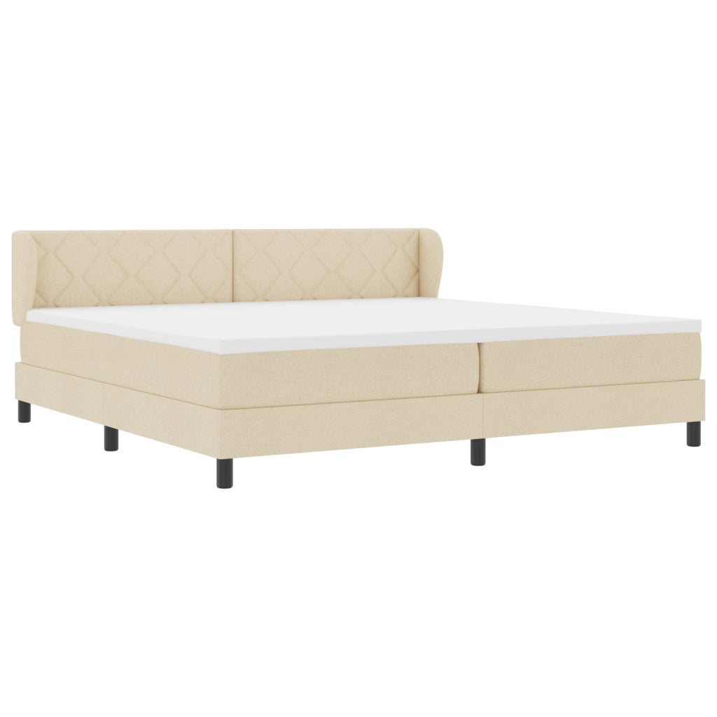 Letto a box con materasso crema 200x200 cm in tessuto