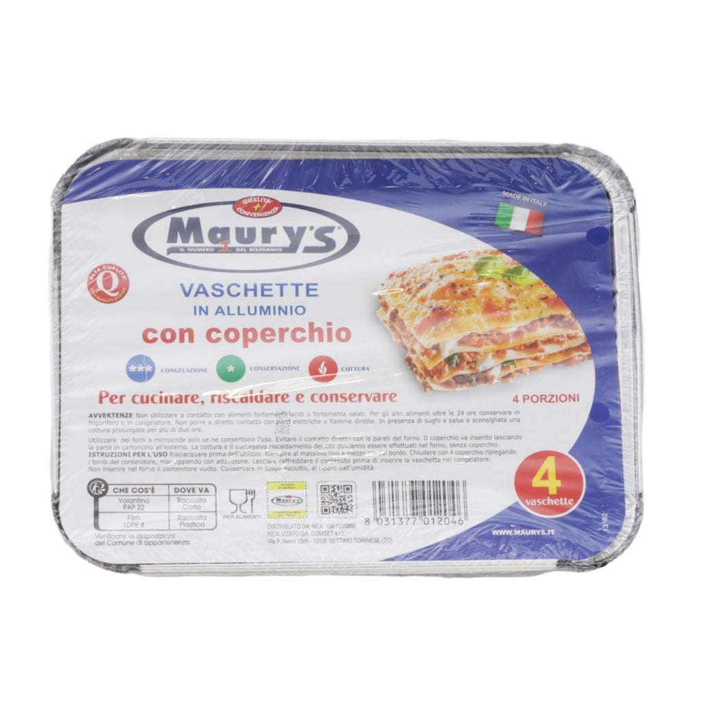 MAURY'S CONTENITORI CON COPERCHIO 4 PORZIONI IN CONFEZIONE DA 4 PEZZI