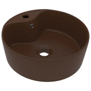 Lavabo con troppopieno 36 x 13 cm ceramica marrone scuro opaco 02_0002781