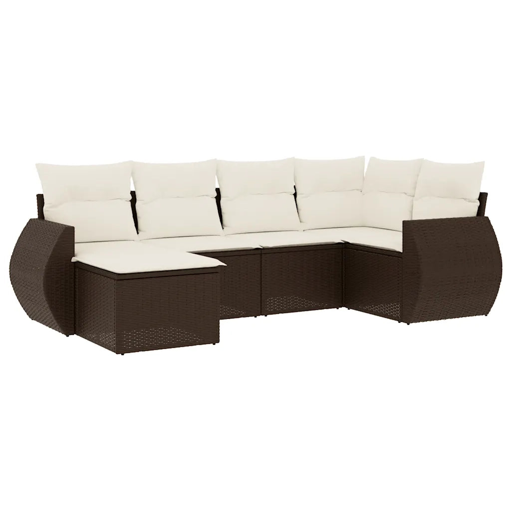 Set Divano da Giardino 6 pz con Cuscini Marrone in Polyrattan 3254000