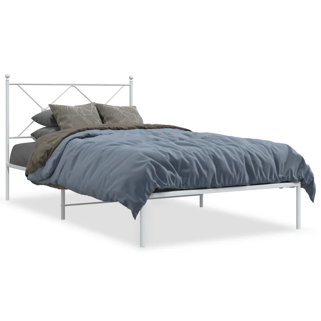 Giroletto con Testiera-Struttura Letto con testiera Metallo Bianco 107x203 cm 659599