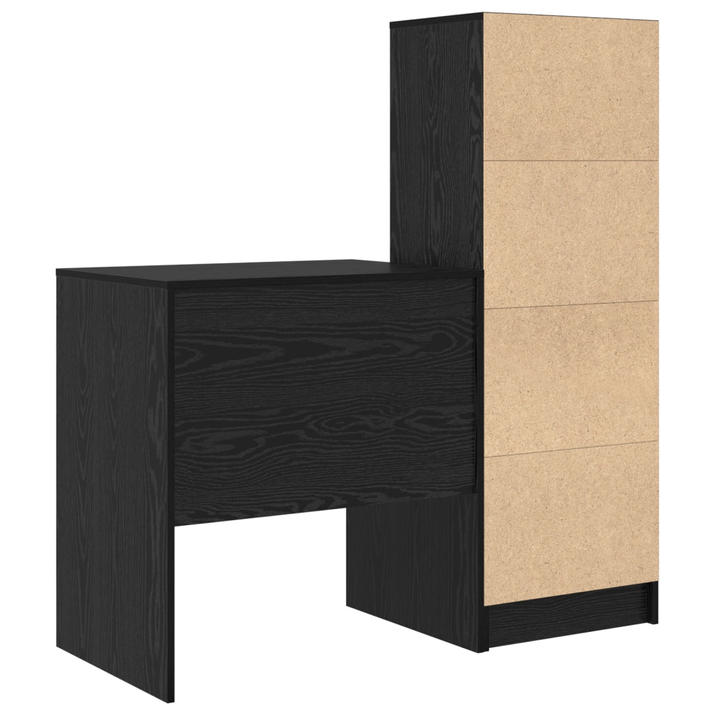 Scrivania con archiviazione Rovere Nero Legno ingegnerizzato