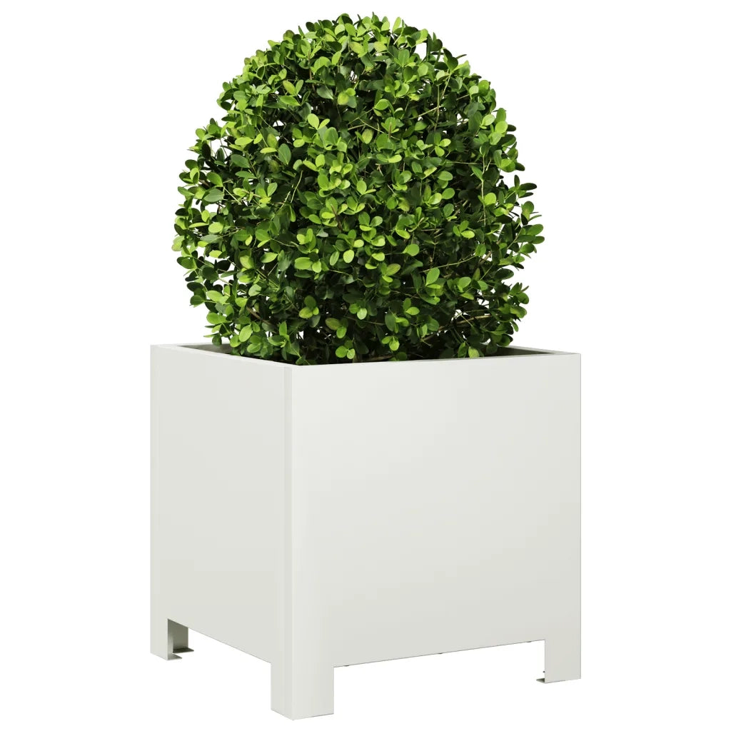 Fioriera da Giardino-Vaso da Esterno Bianca 30x30x30 cm in Acciaio 169801
