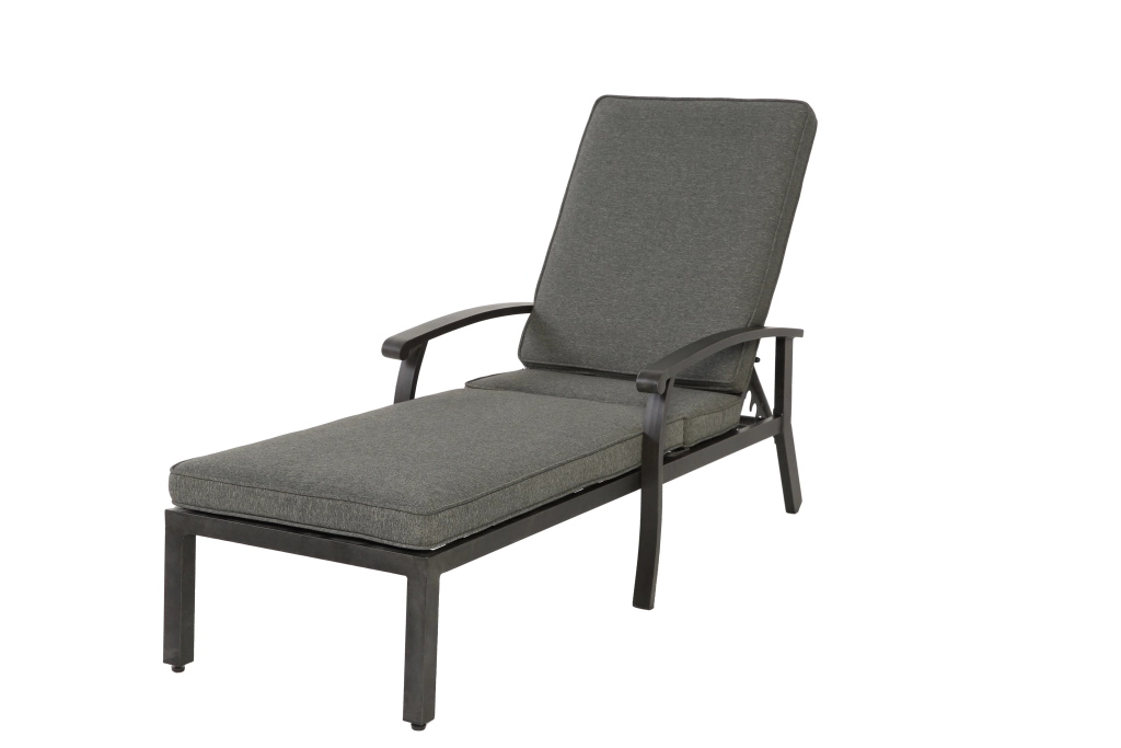 Chaise Longue da Giardino con Cuscini ¨C MINIMAL ¨C Alluminio, Grigio