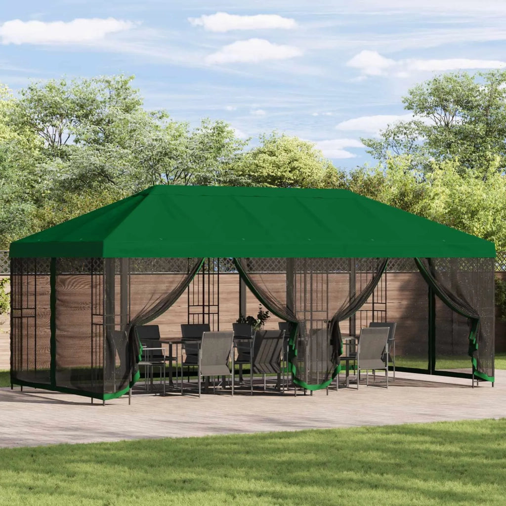 Copertura Gazebo con Pareti Laterali 6 x 3 m Verde Poliestere 900414