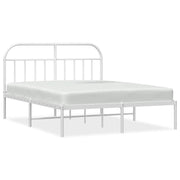 Letto matrimoniale | Letto per adulti | Giroletto con Testiera Metallo Bianco 150x200 cm