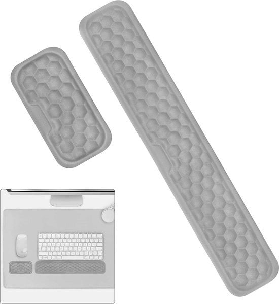 Sostegno ergonomico tastiera e polso mouse - base anti-slip - alleviare il dolore - ufficio laptop gaming - Grigio