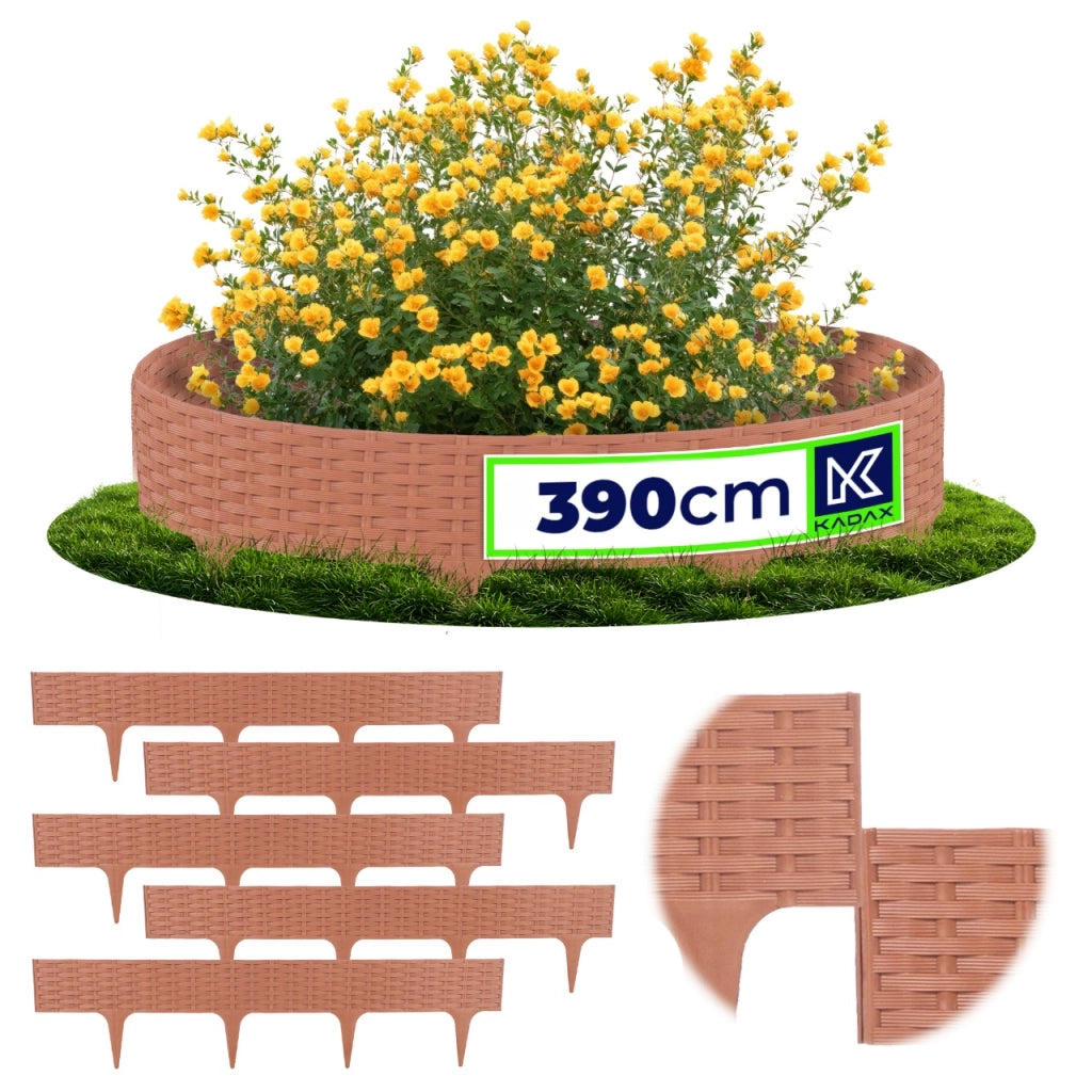 Bordura per prato KADAX, recinzione a palizzata per vialetto, terracotta, 390 cm, 5 pezzi