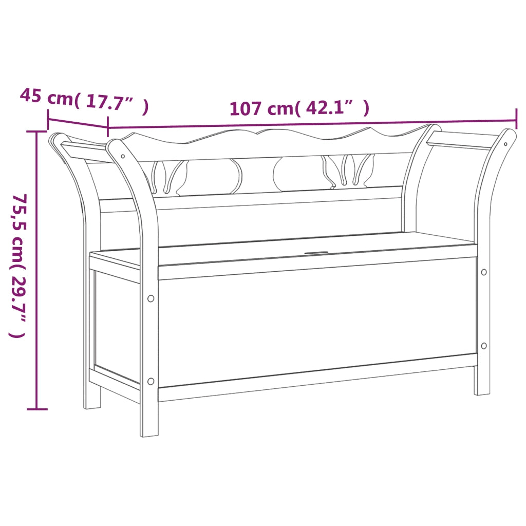 Panca-Sgabello 107x45x75,5 cm Legno Massello di Abete