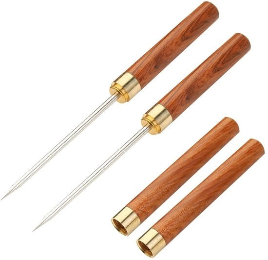 Serratura per ghiaccio in acciaio inossidabile - Maniglia in legno antiscivolo - Protezione di sicurezza - 2 pezzi - Robusto e facile da usare - Attrezzo per ghiaccio