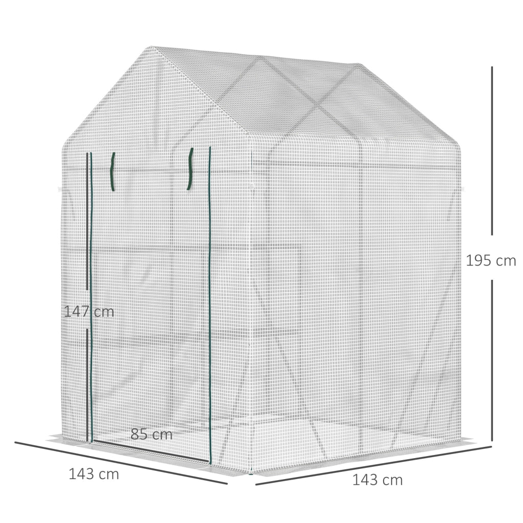 Serra da giardino con ripiani ¨C zephmum ¨C bianco 143x143x195cm