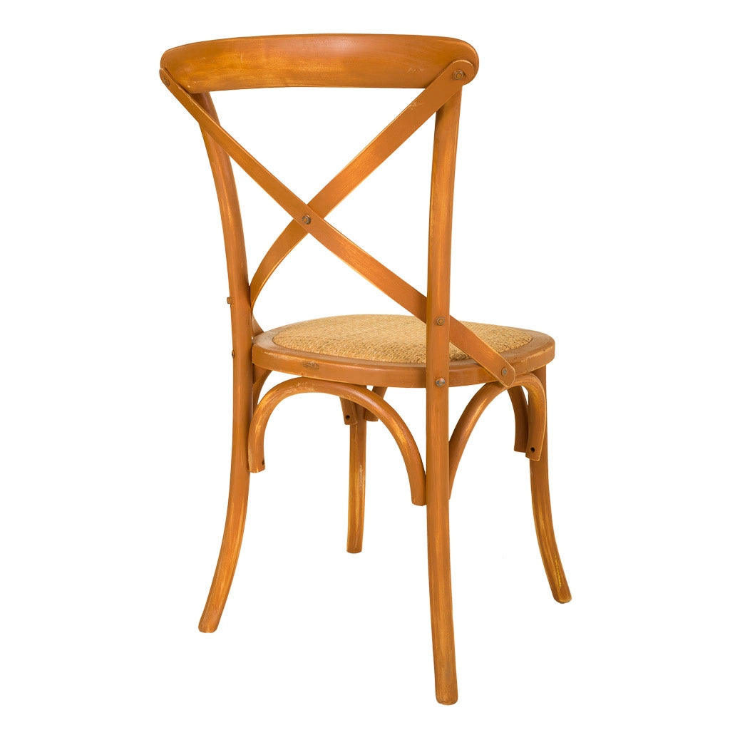 Sedia in legno e seduta in rattan marrone 44x42x46/88h