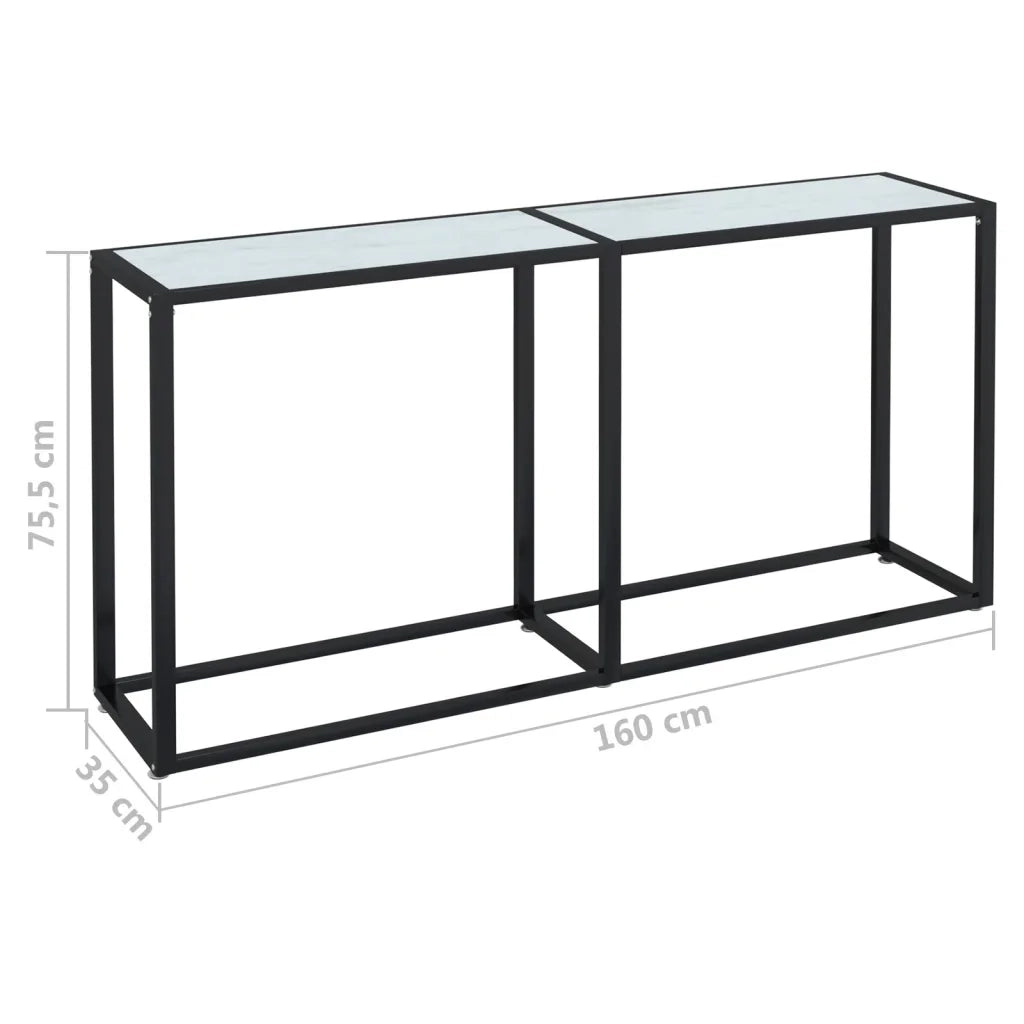 Tavolo Consolle Bianco Marmo 160x35x75,5 cm in Vetro Temperato cod mxl 20553