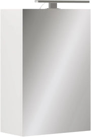 Mobile a specchio per il bagno Lavio, Bianco, 40 x 60 cm con illuminazione a LED, con ripiano integrato e illuminazione a LED