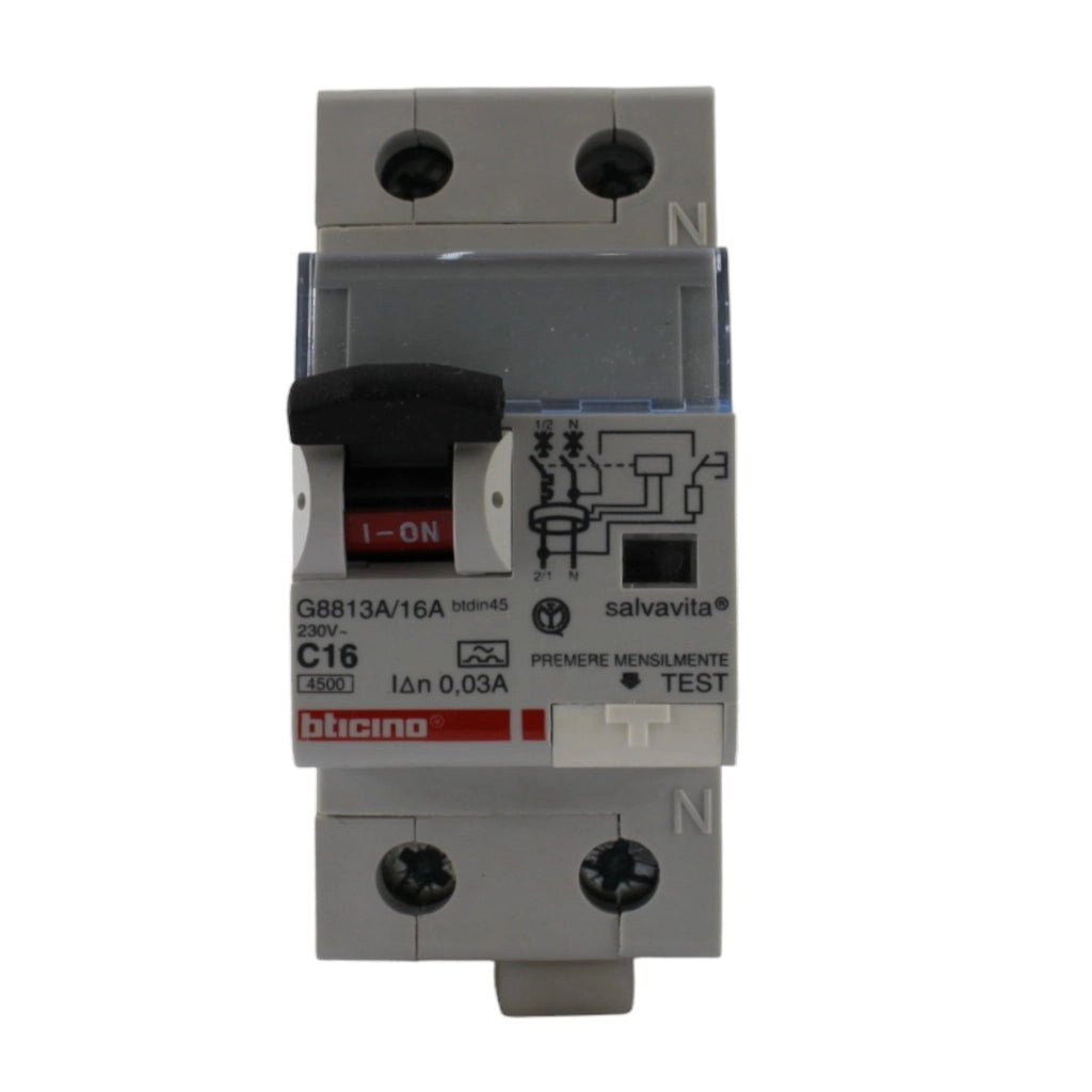 Interruttore magnetotermico differenziale CLASSE A 1P+N 0,03 16A Bticino