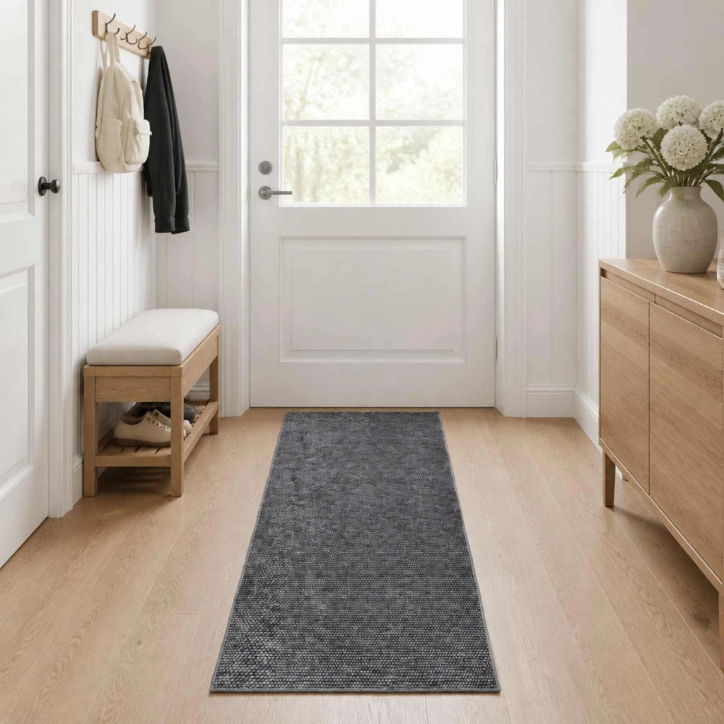 Tappeto Antracite 50 x 250 cm 100% Poliestere 3 mm Lavabile 42041679