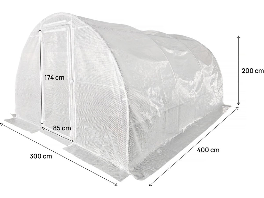 Serra a tunnel da giardino "Mimosa" con porta - 12 m² - 180 g - Bianco