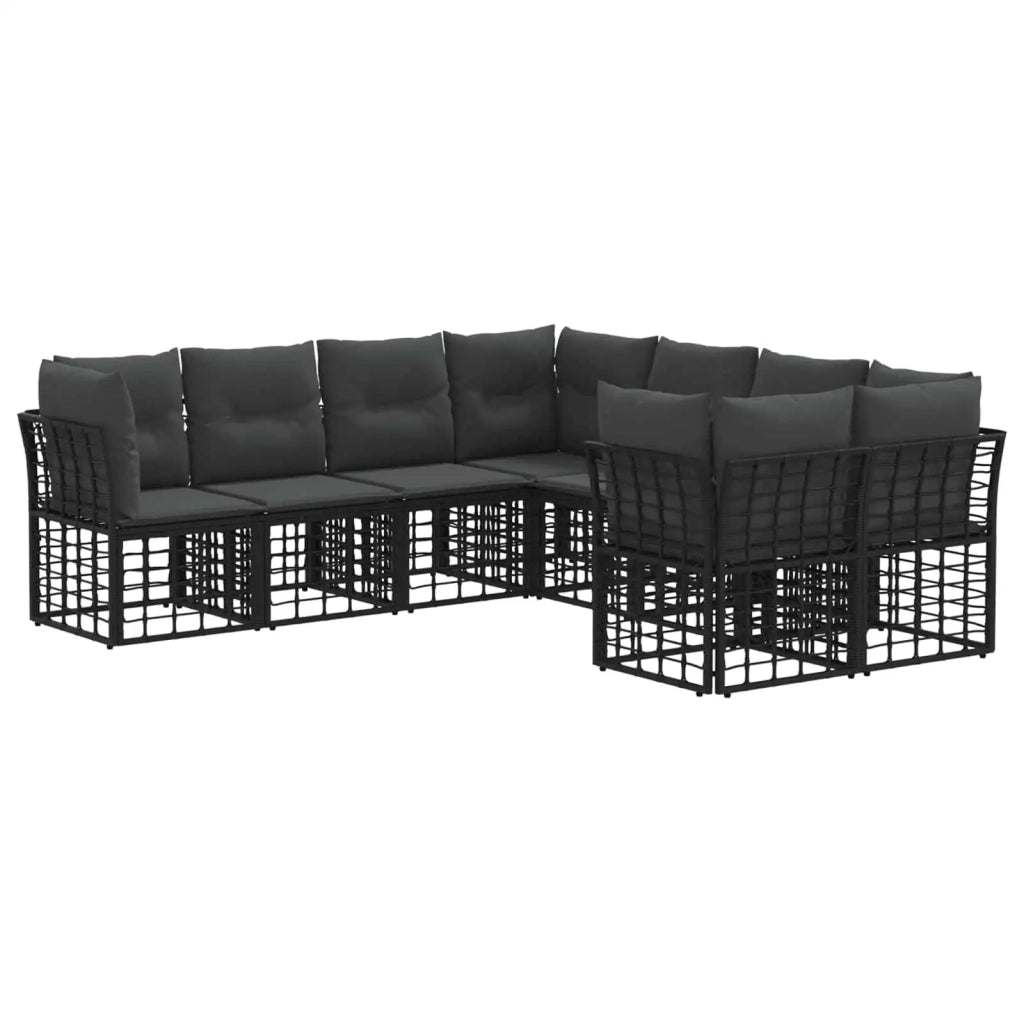 Set di divani da esterno 8 pcs Nero e Grigio scuro Poliestere 3437621