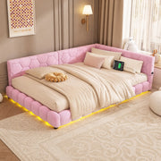 LETTO Divano letto 140x200 cm in velluto rosa con rete a doghe