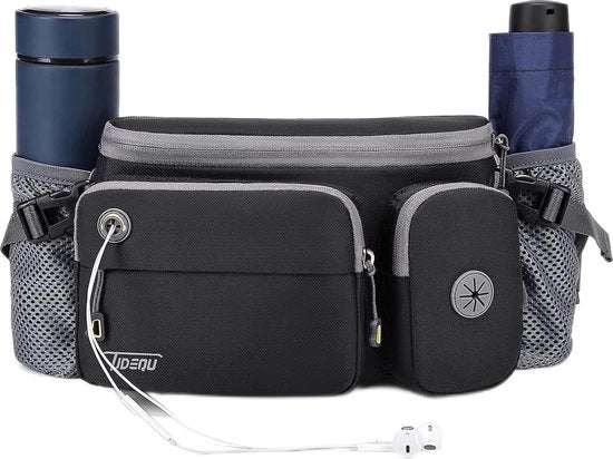 Borsa da vita con due contenitori invisibili per acqua per uomo e donna, per camminare, correre, passeggiare con il cane