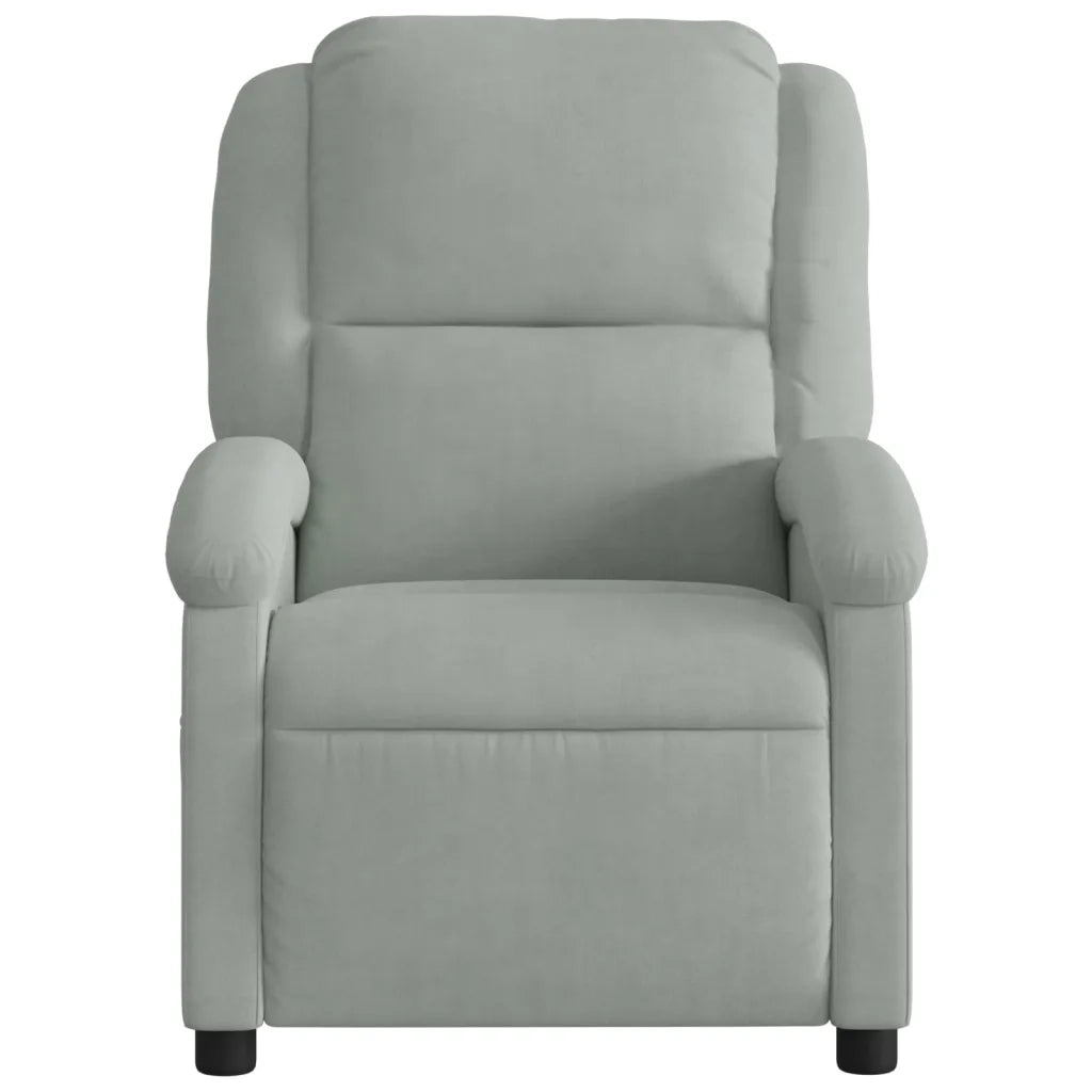 Poltrona | Sedia Relax Elettrica Reclinabile Grigio Chiaro in Vera Pelle