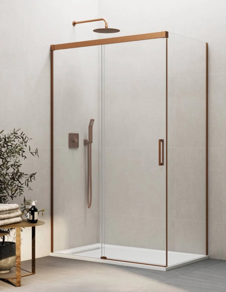 Box doccia THALASSA (BASIC) 1+1 con lato fisso laterale 145x100 cm Rame vetro trasparente