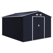 Casetta da Giardino con 2 Porte Scorrevoli e 4 Prese d'Aria, in Acciaio, 322x277x192 cm, Grigio