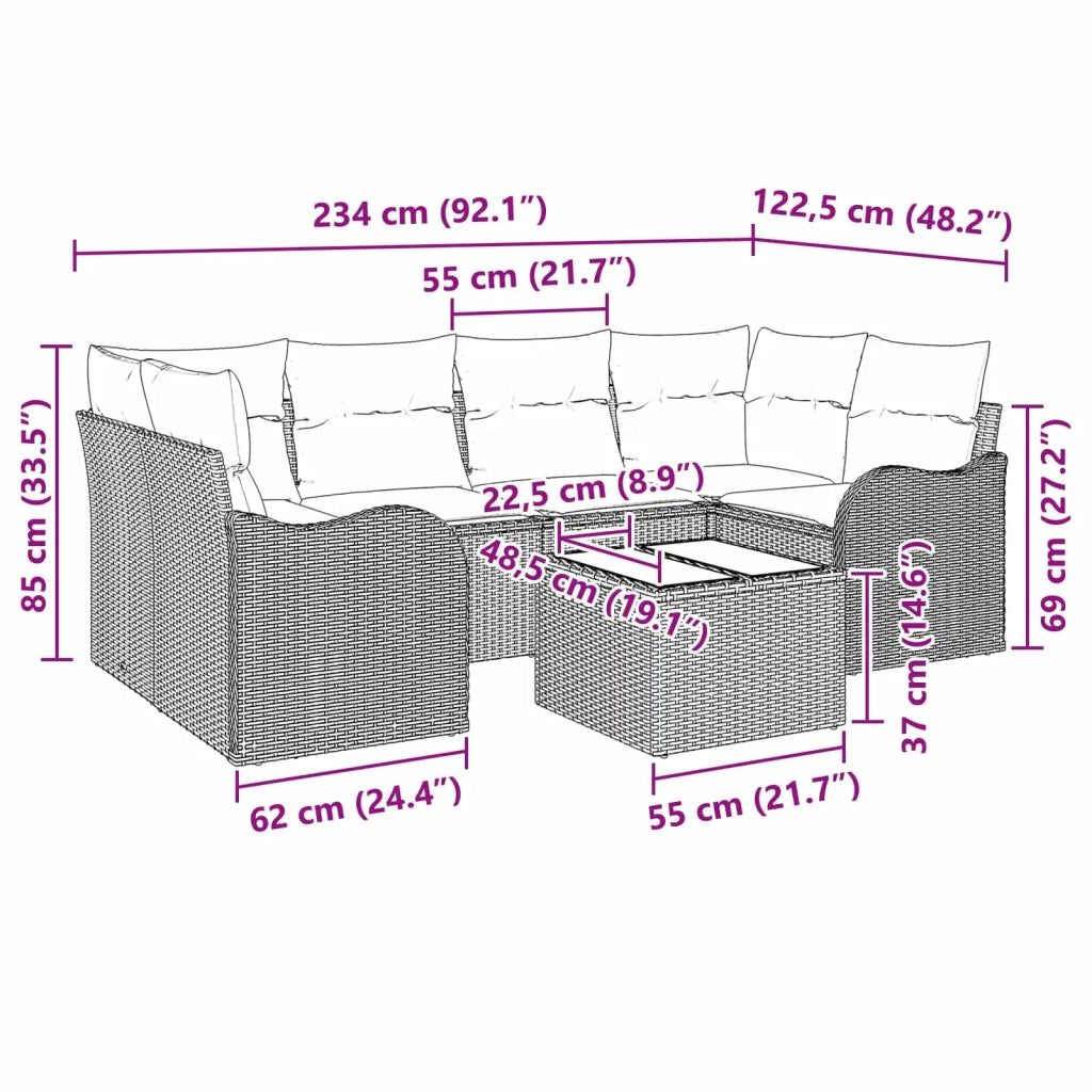 Set Divano da Giardino Grigio 55 x 55 x 37 cm polyrattan 3345605