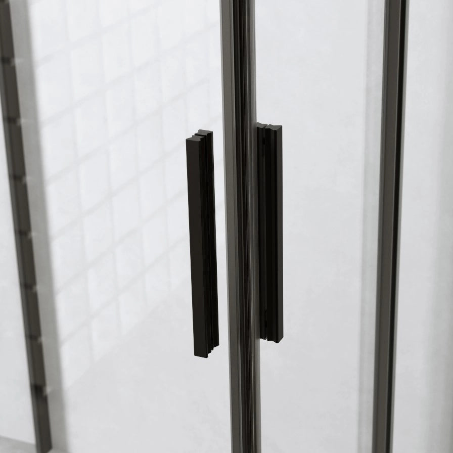 Box Doccia 3 Lati 80x80x80 Cm Scorrevole h190 Profili Nero Opaco Cristallo 6mm Trasparente| Neat