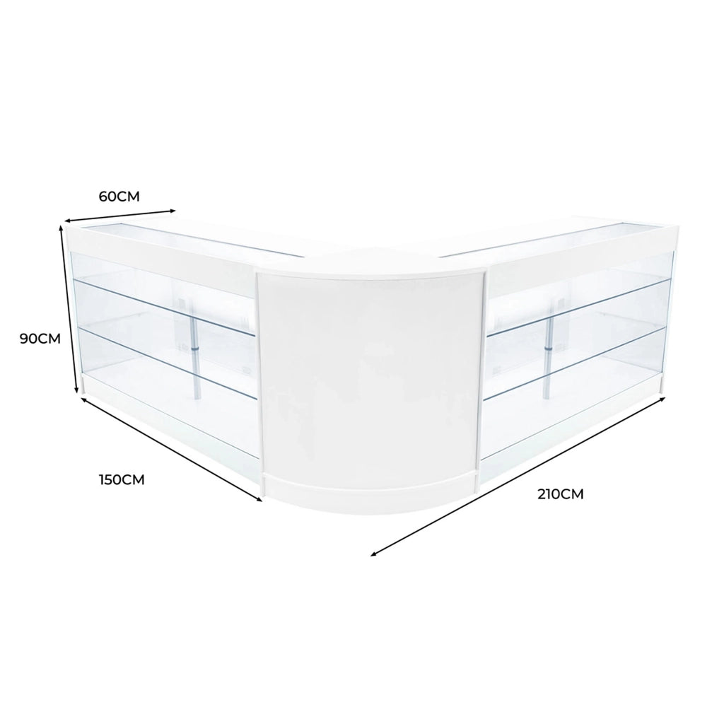 Set Banconi Bianco Helios LED K1500 CM60 con Serratura e Vetrina Espositiva