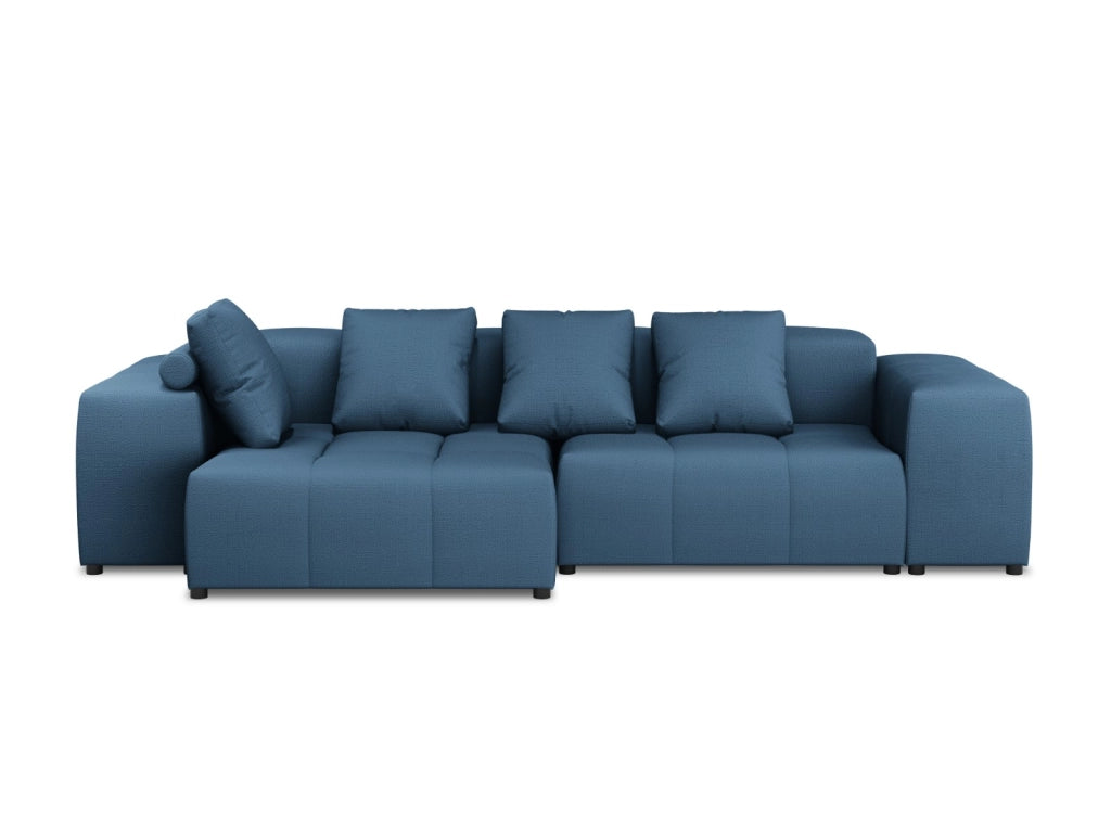 Cosmopolitan Design - Divano angolare modulare reversibile "Rome" 4 posti in tessuto strutturato blu scuro 