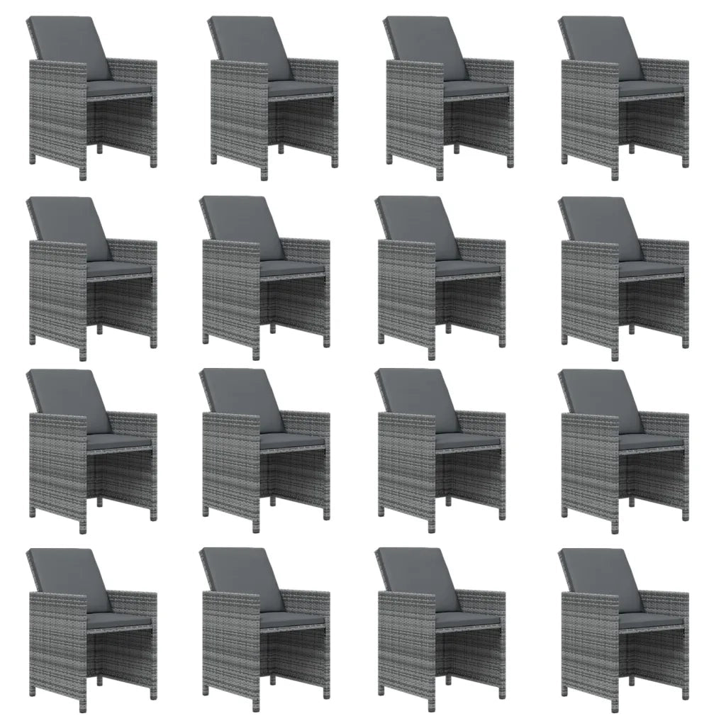 Set da Pranzo per Giardino 17 pz con Cuscini Polyrattan Grigio cod mxl 38616