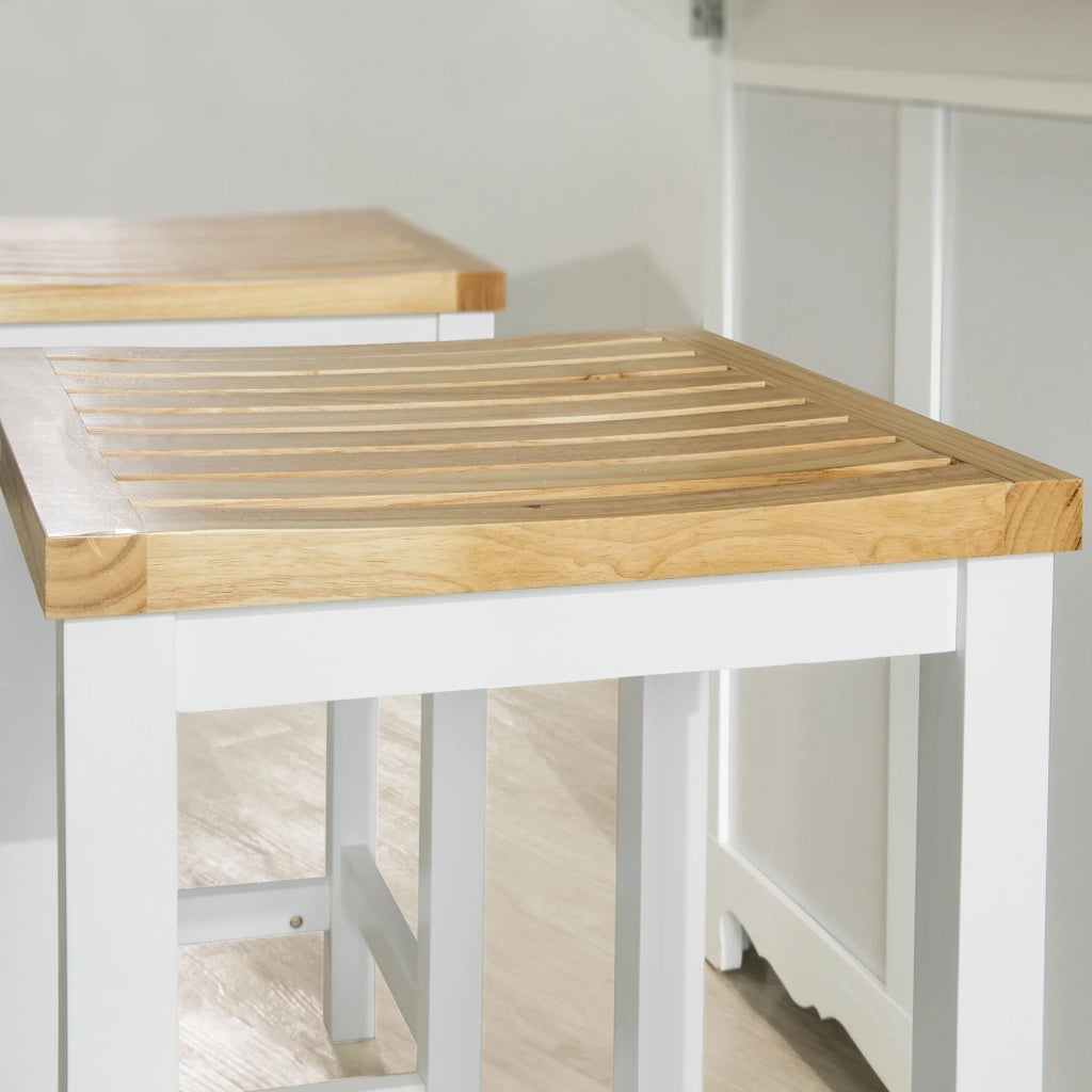 Set 2 SgabellI per Cucina Moderno SgabellI Legno massello Bianco Altezza 61 cm, Max Portata 100 kg Bianco FST29-WNX2