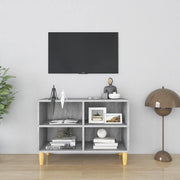 Mobile TV Gambe in Legno Massello Grigio Sonoma 69,5x30x50 cm 813147