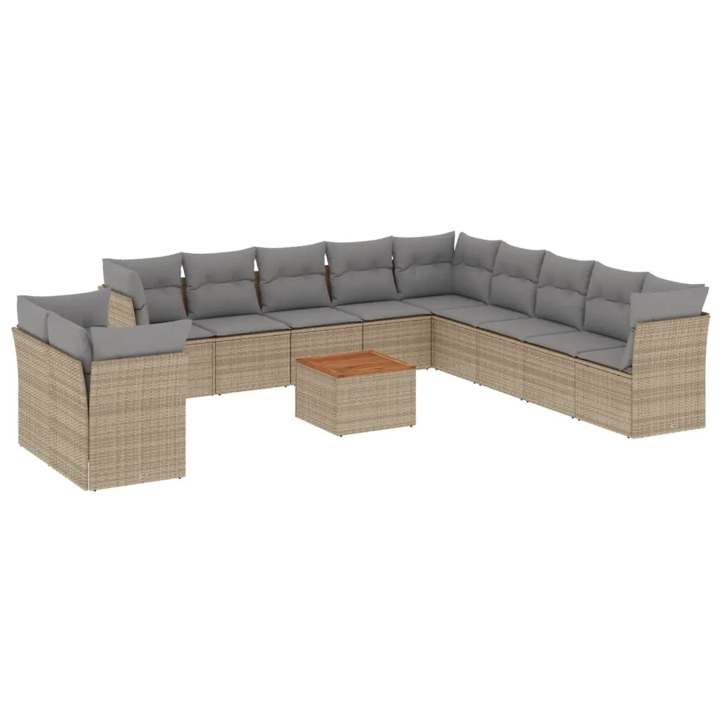 Set Divani da Giardino 12 pz con Cuscini Beige in Polyrattan