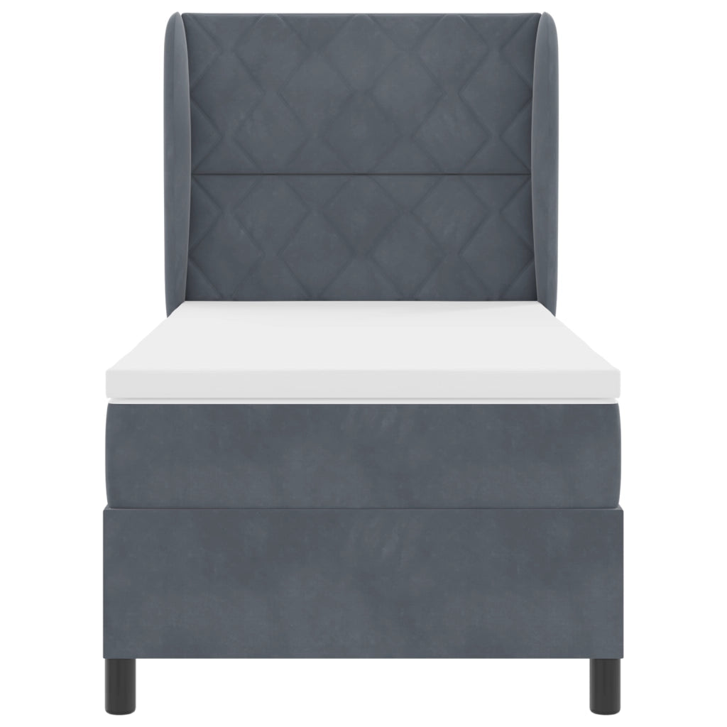 Letto Box Spring con Materasso vitaXL Grigio Scuro 90x200 cm Velluto