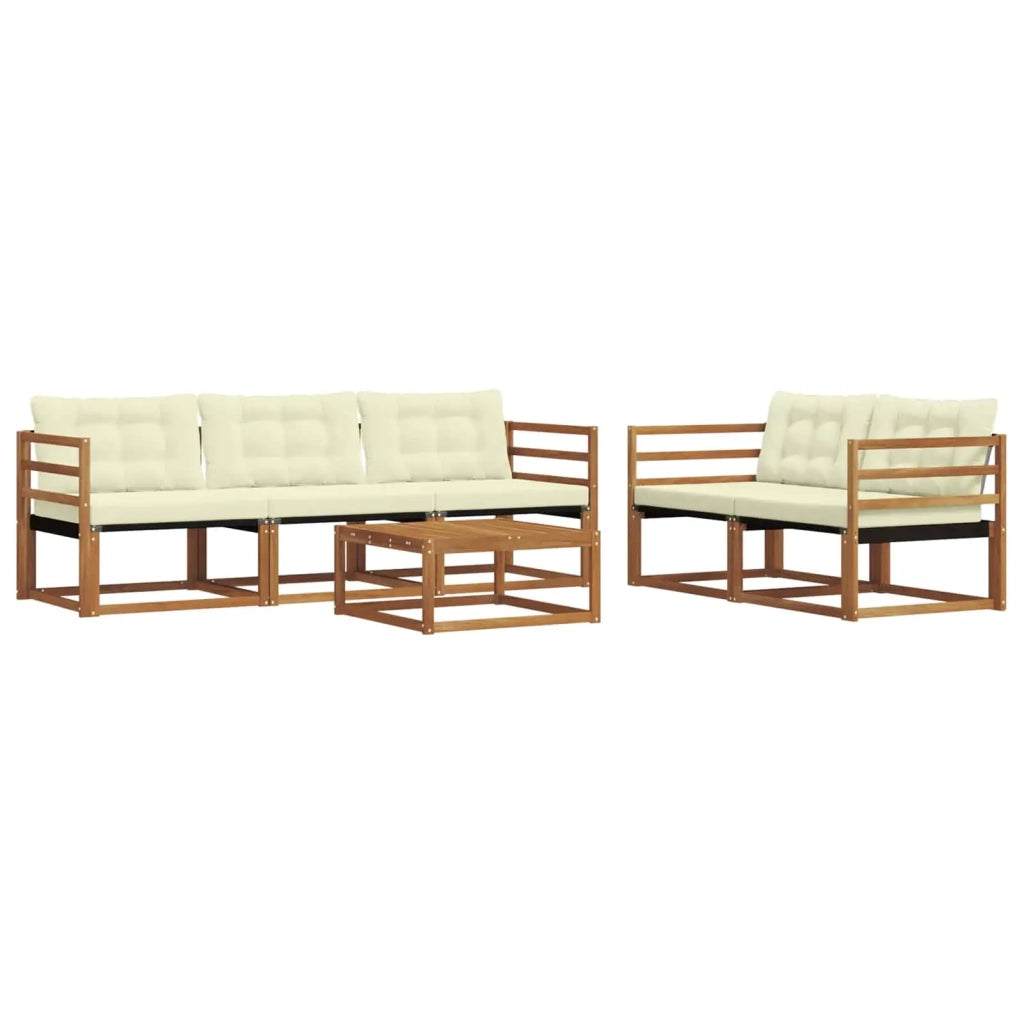 Set di divani da esterno con cuscino 6 pcs Naturale e Crema 3369181