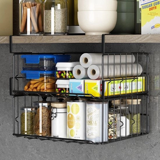 Cassetti a Maglia per Cassetta Cucina, Spaziale e Stabili, 2-Pack per Organizzazione